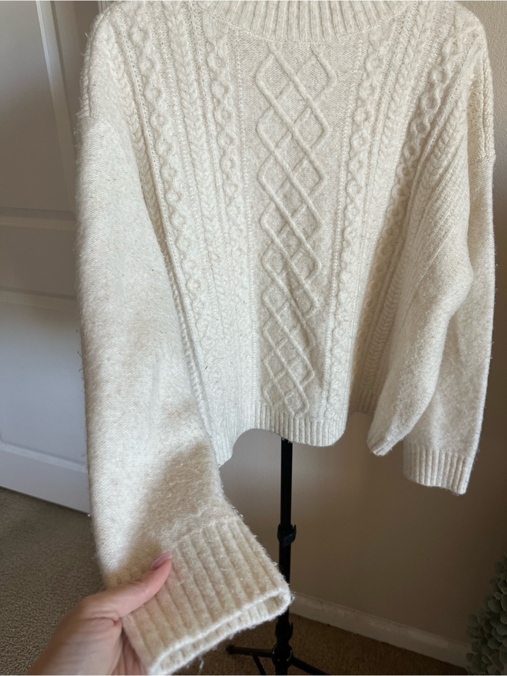 LOFT Cream Cable Turtleneck Sweater - Picture 3 of 7